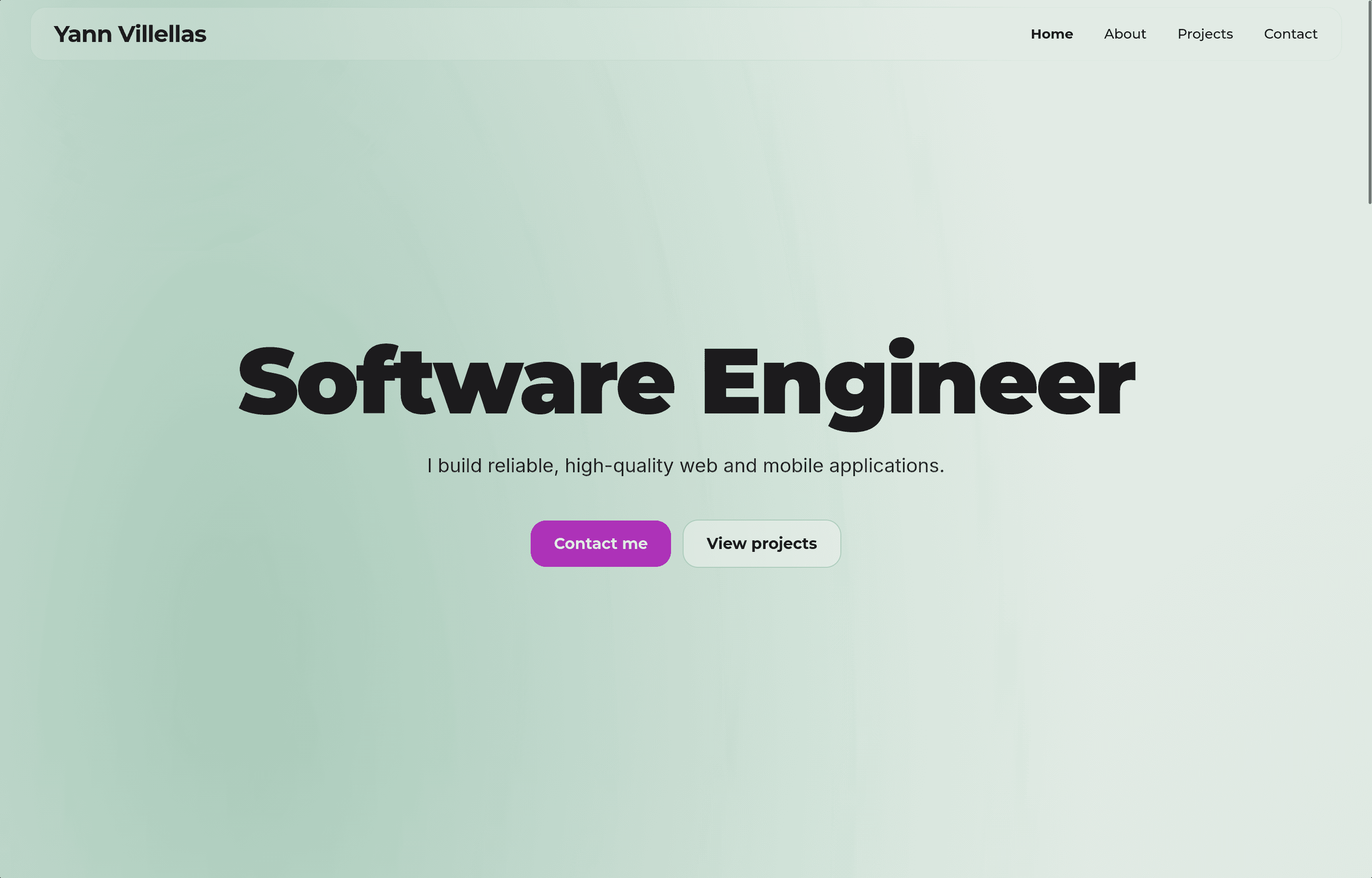 Home page with ambient gradient orbs